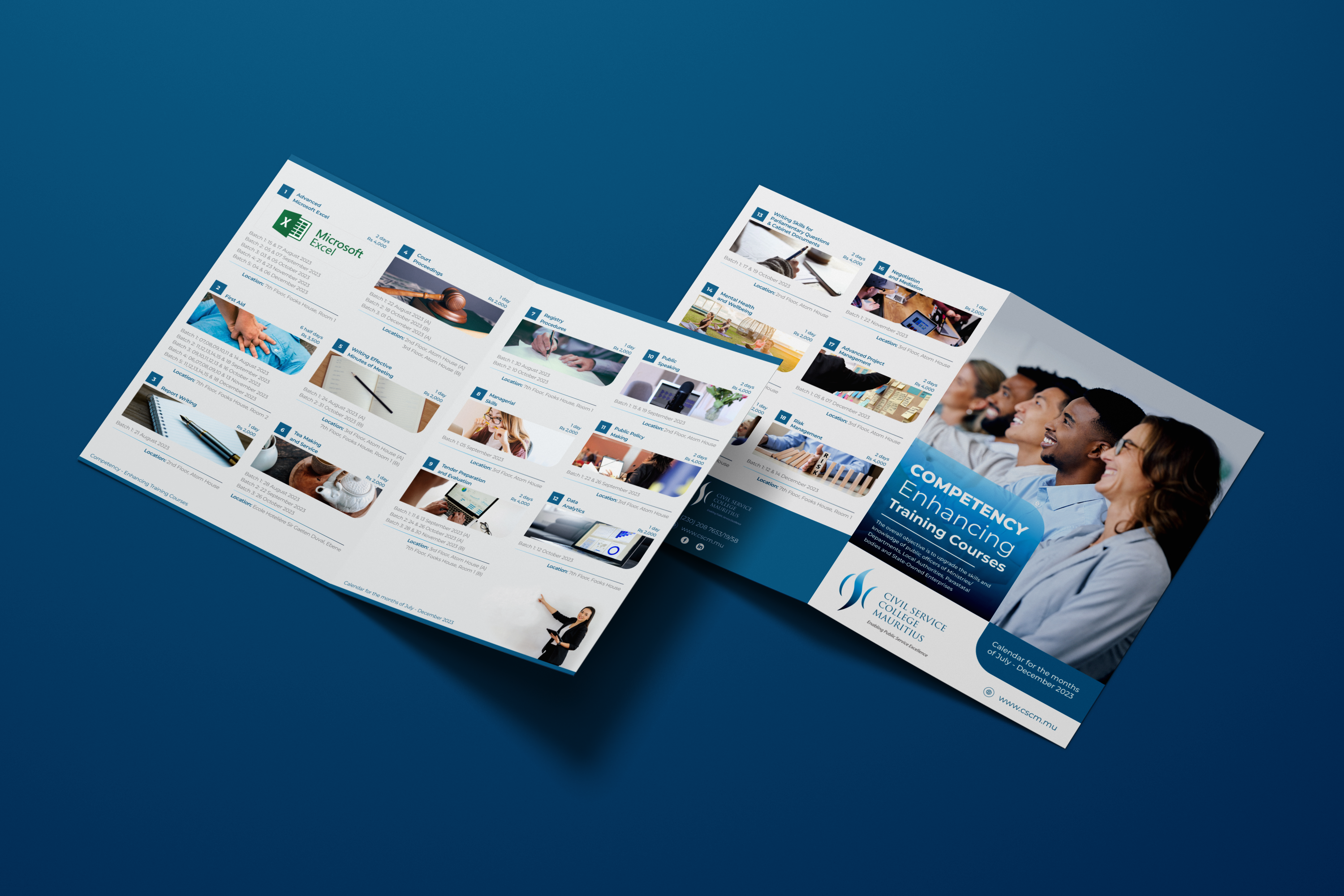 Civil Service College Mauritius Bifold Editorial Training Program Brochure